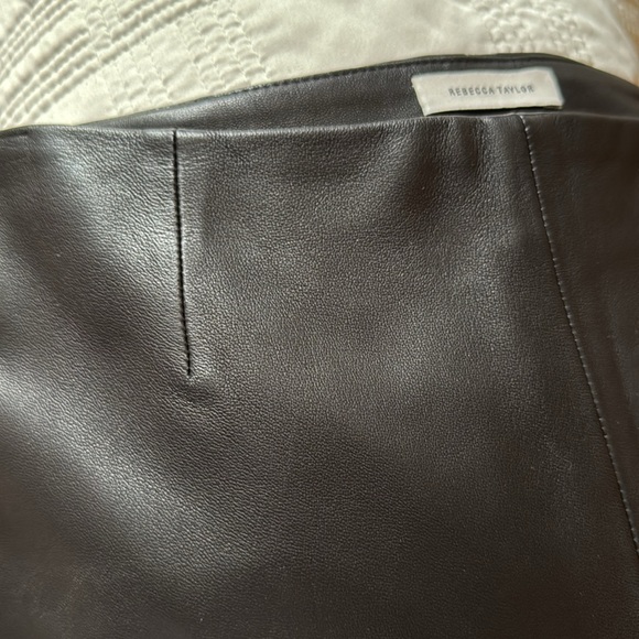 Rebecca Talyor Black Lamb Leather Highwaisted Wide Women's Ankle Pants, Sz 8 - Picture 8 of 16